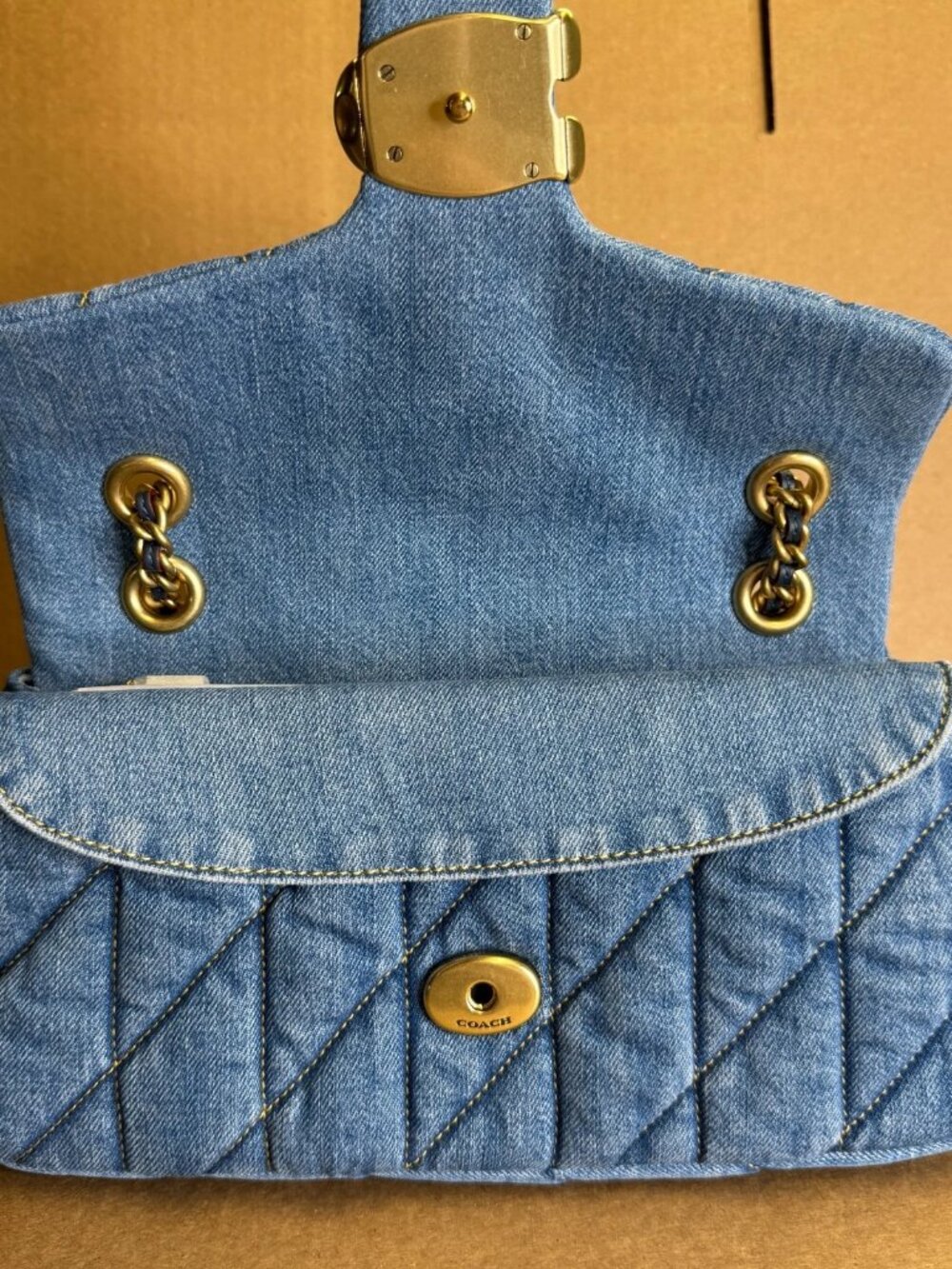 Coach Quilted Tabby 26 Medium Denim Shoulder Bag - Picture 4 of 6